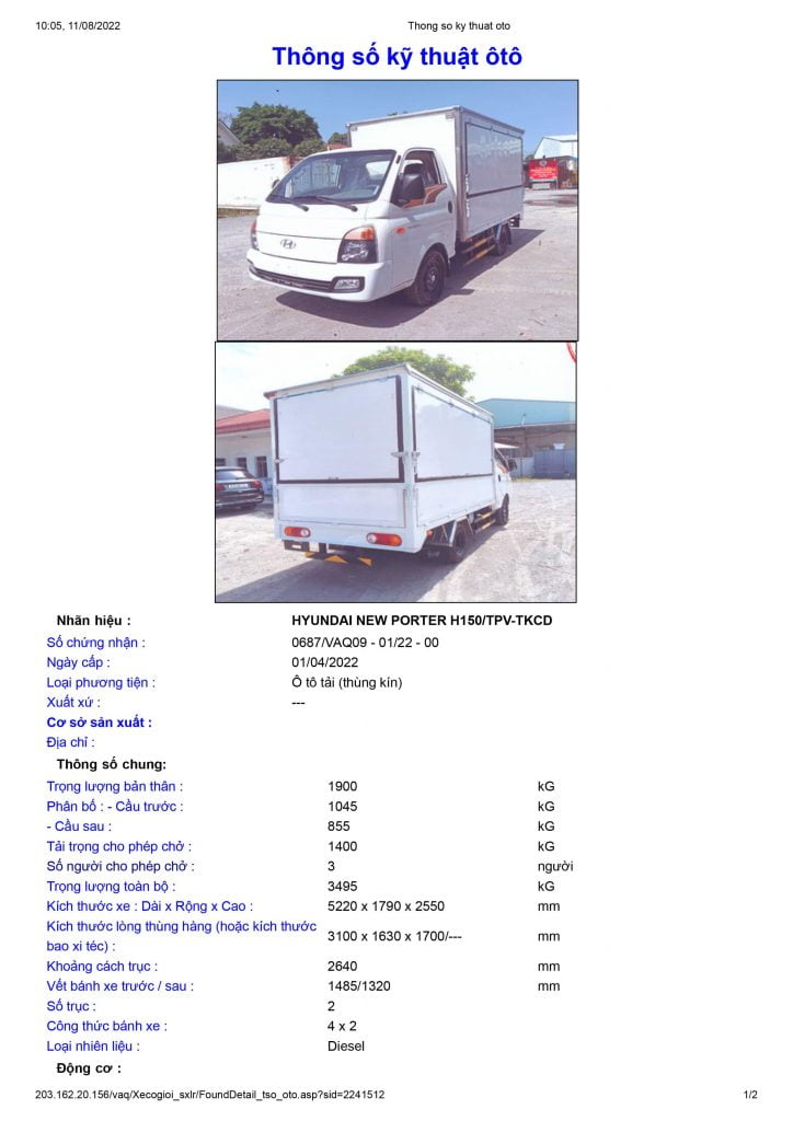 thông số kỹ thuật h150 cánh dơi
